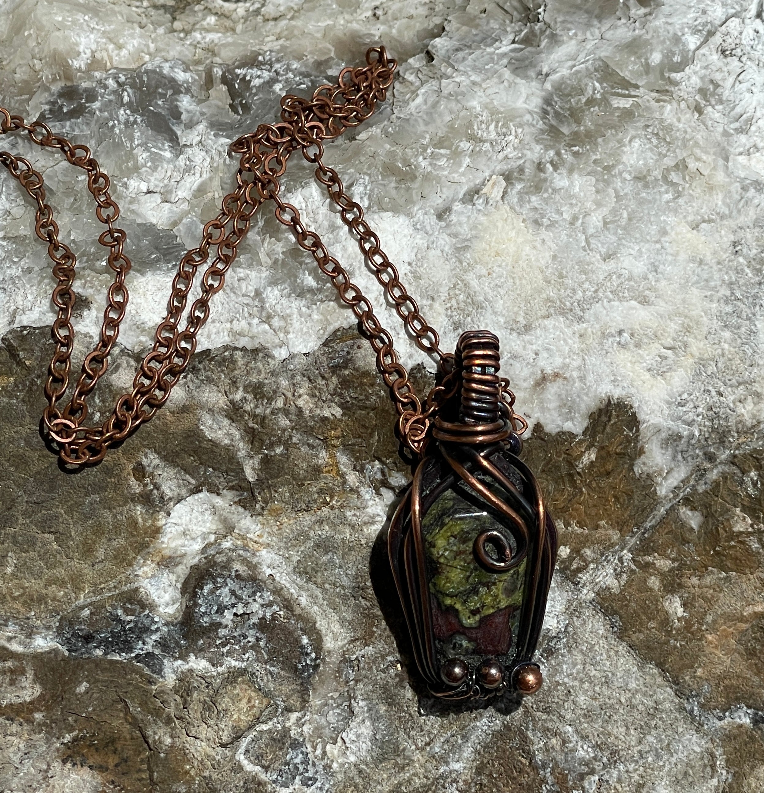 Coffin Shaped Pendants| Hand-Wrapped Copper Wire | Little Stone Raven
