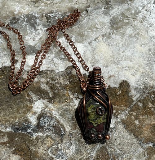 Coffin Shaped Pendants| Hand-Wrapped Copper Wire | Little Stone Raven
