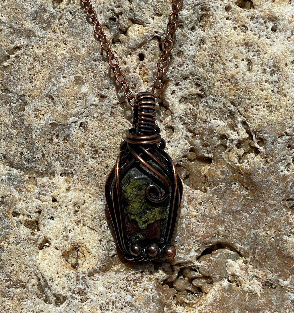 Coffin Shaped Pendants| Hand-Wrapped Copper Wire | Little Stone Raven