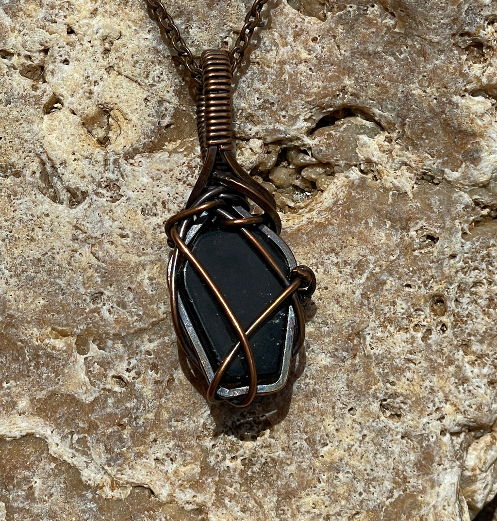 Coffin Shaped Pendants| Hand-Wrapped Copper Wire | Little Stone Raven