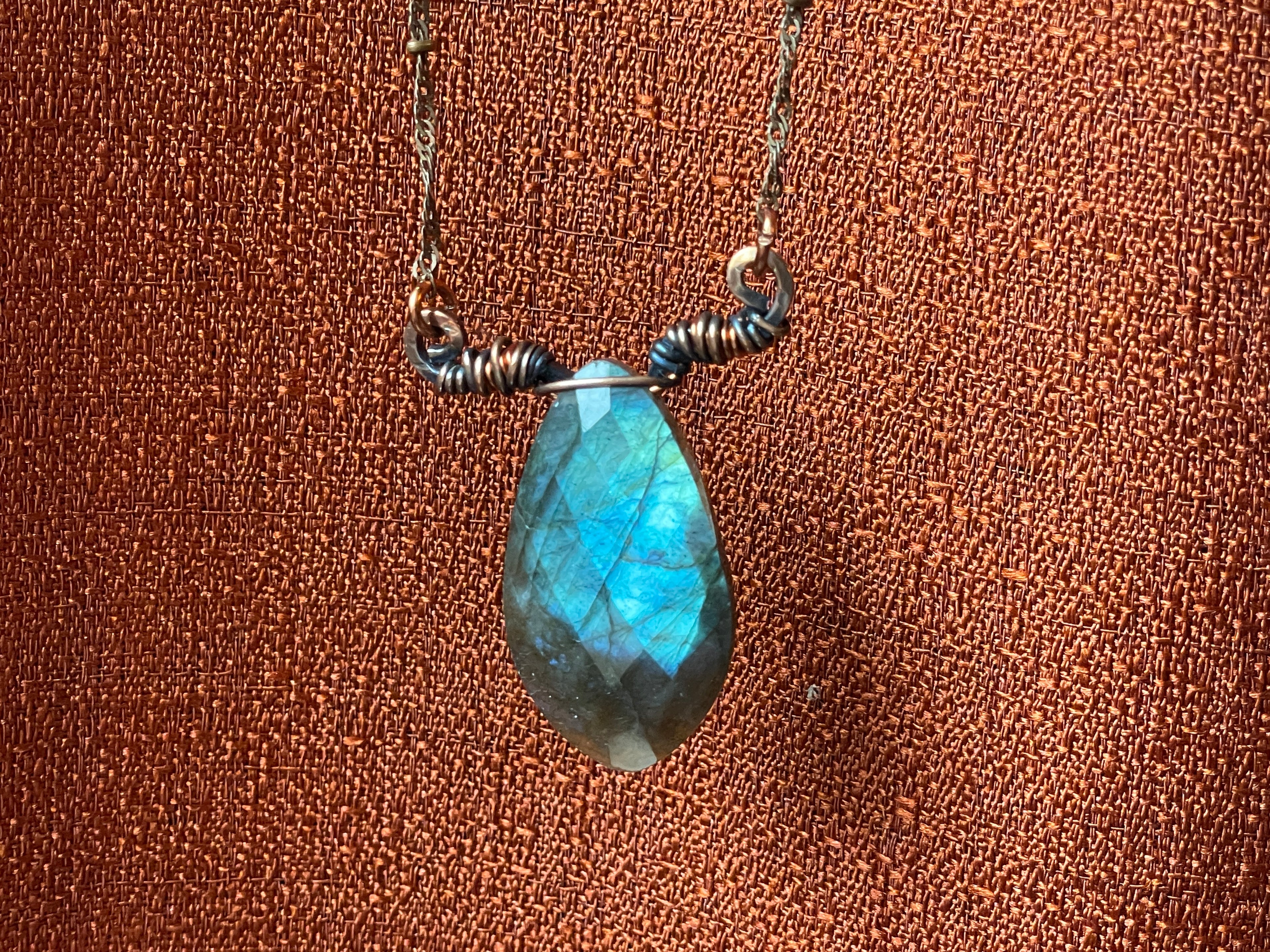 Wire Wrapped Bead Pendants | Hand-Wrapped Copper Wire | Little Stone Raven
