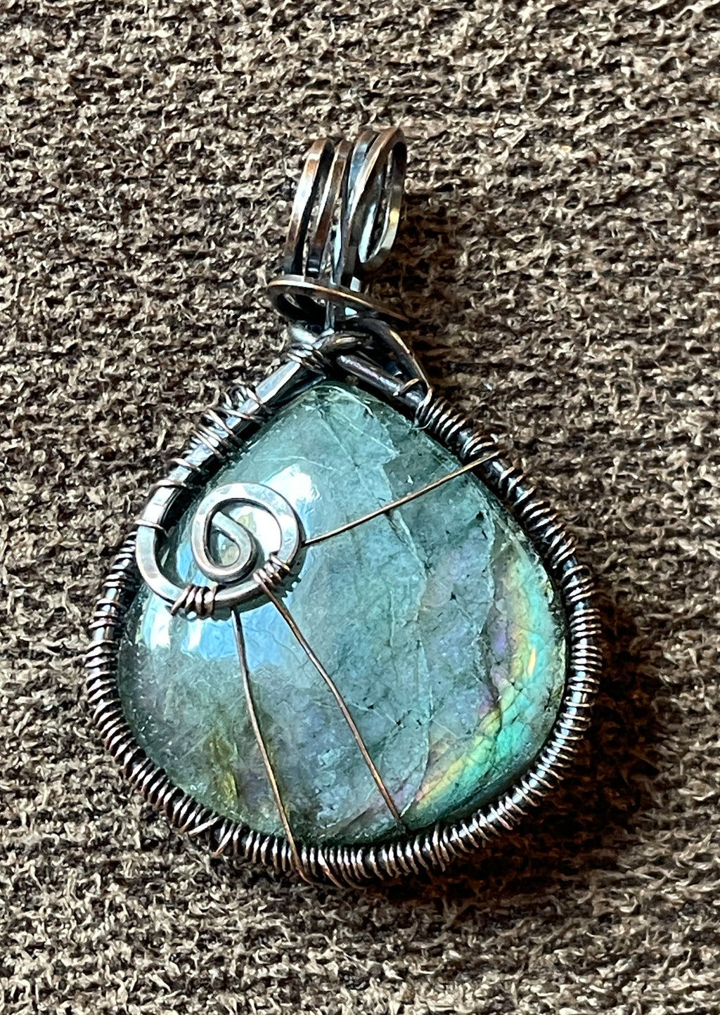 Labradorite Teardrop Pendants | Hand-Wrapped Copper Wire | Little Stone Raven