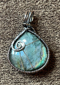 Labradorite Teardrop Pendants | Hand-Wrapped Copper Wire | Little Stone Raven