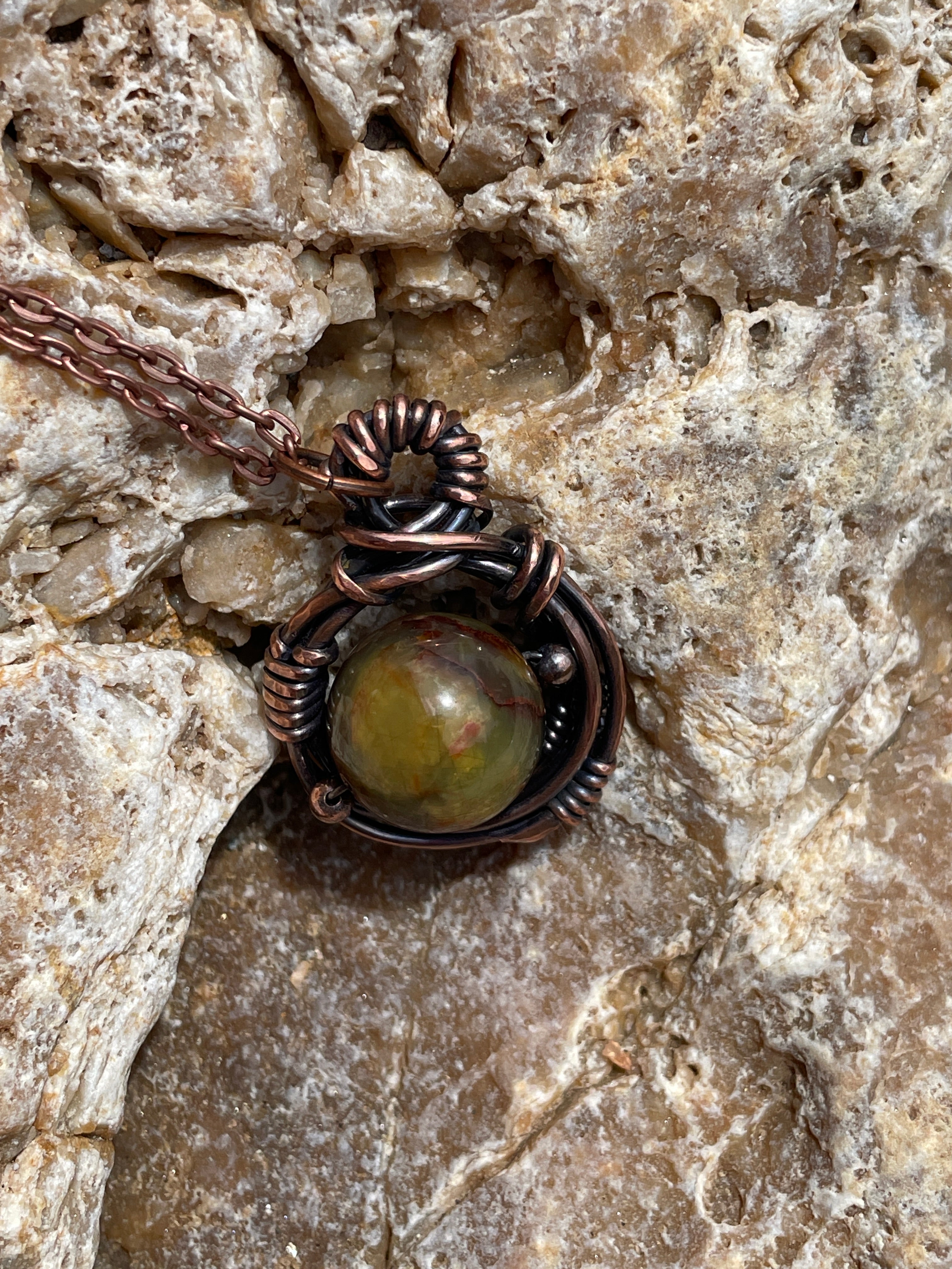 Pietersite Bead Pendants | Hand-Wrapped Copper Wire | Little Stone Raven