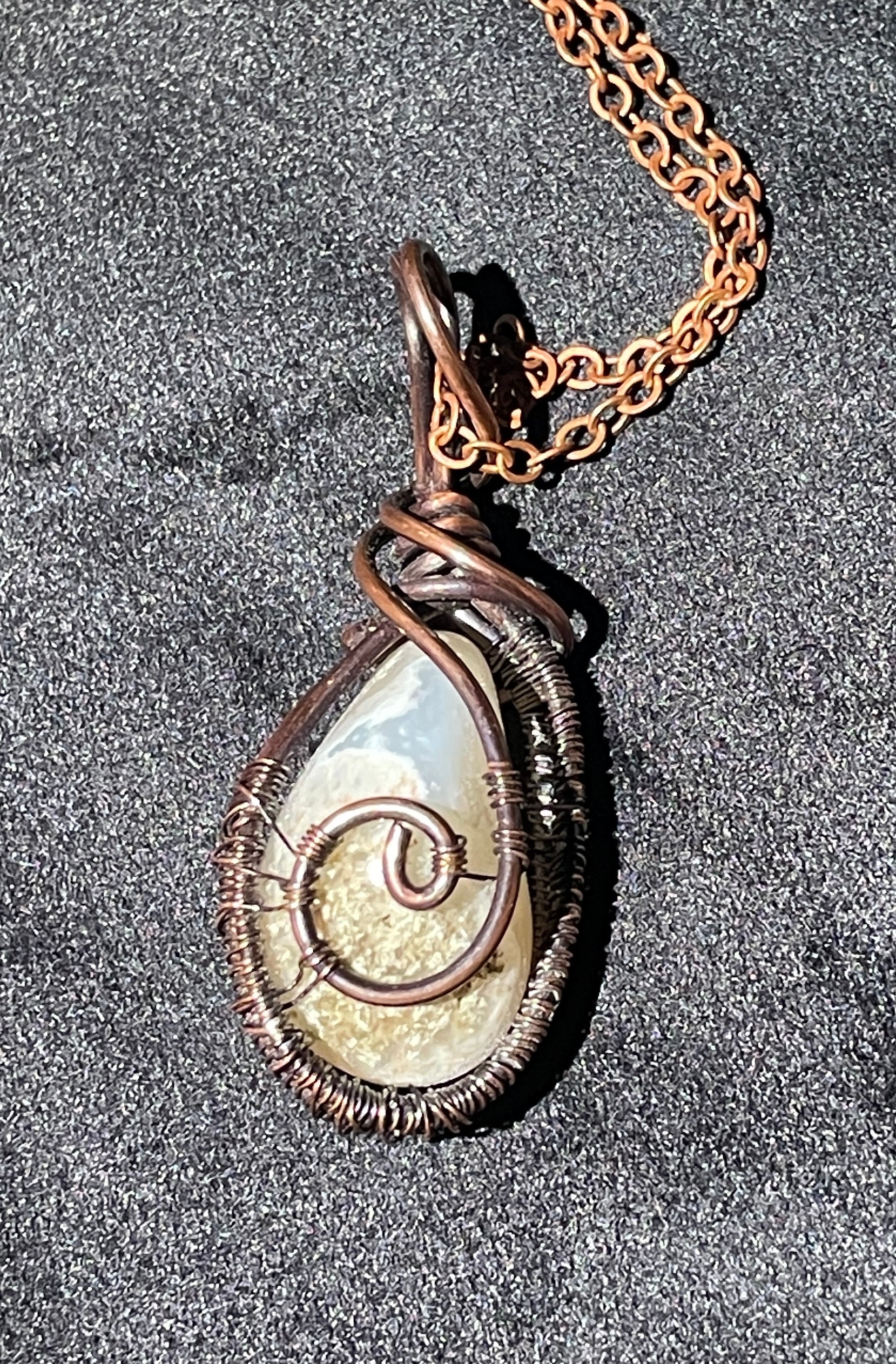 Moss Agate Pendants | Hand-Wrapped Copper Wire | Little Stone Raven
