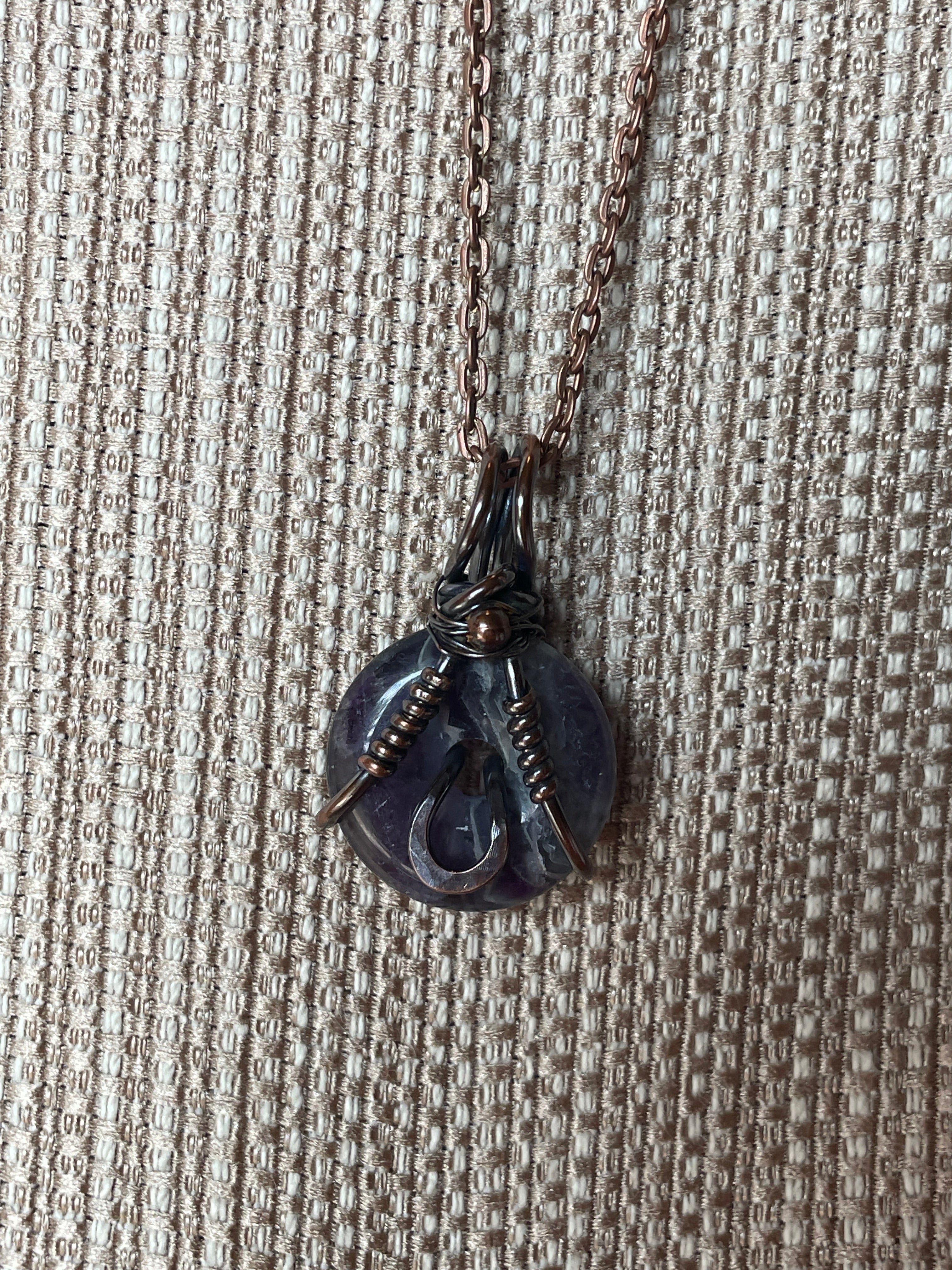 Donut Shaped Stone Wire Wraps | Hand-Wrapped Copper | Little Stone Raven