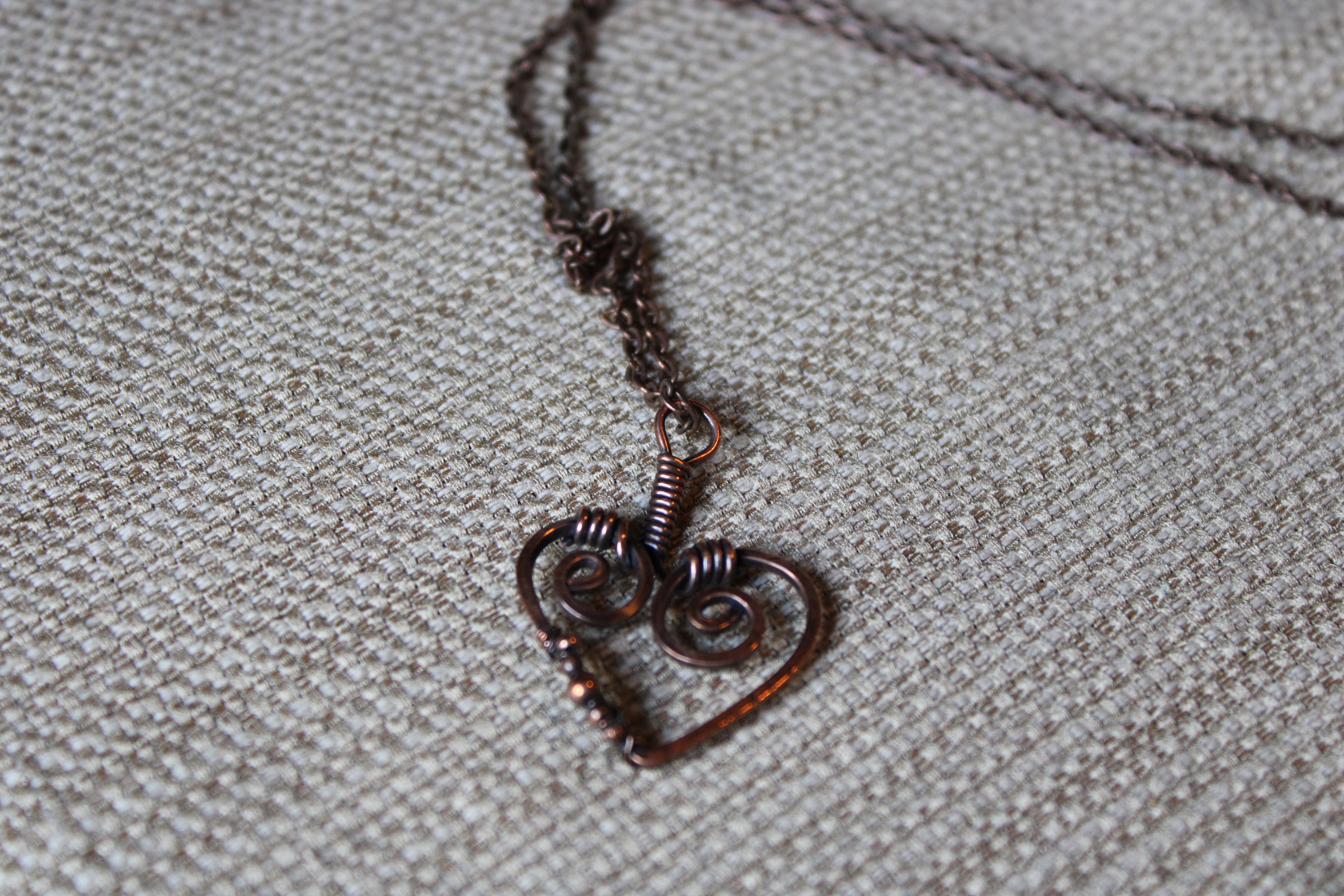 Heart Pendant | Hand-Wrapped Copper Wire | Little Stone Raven