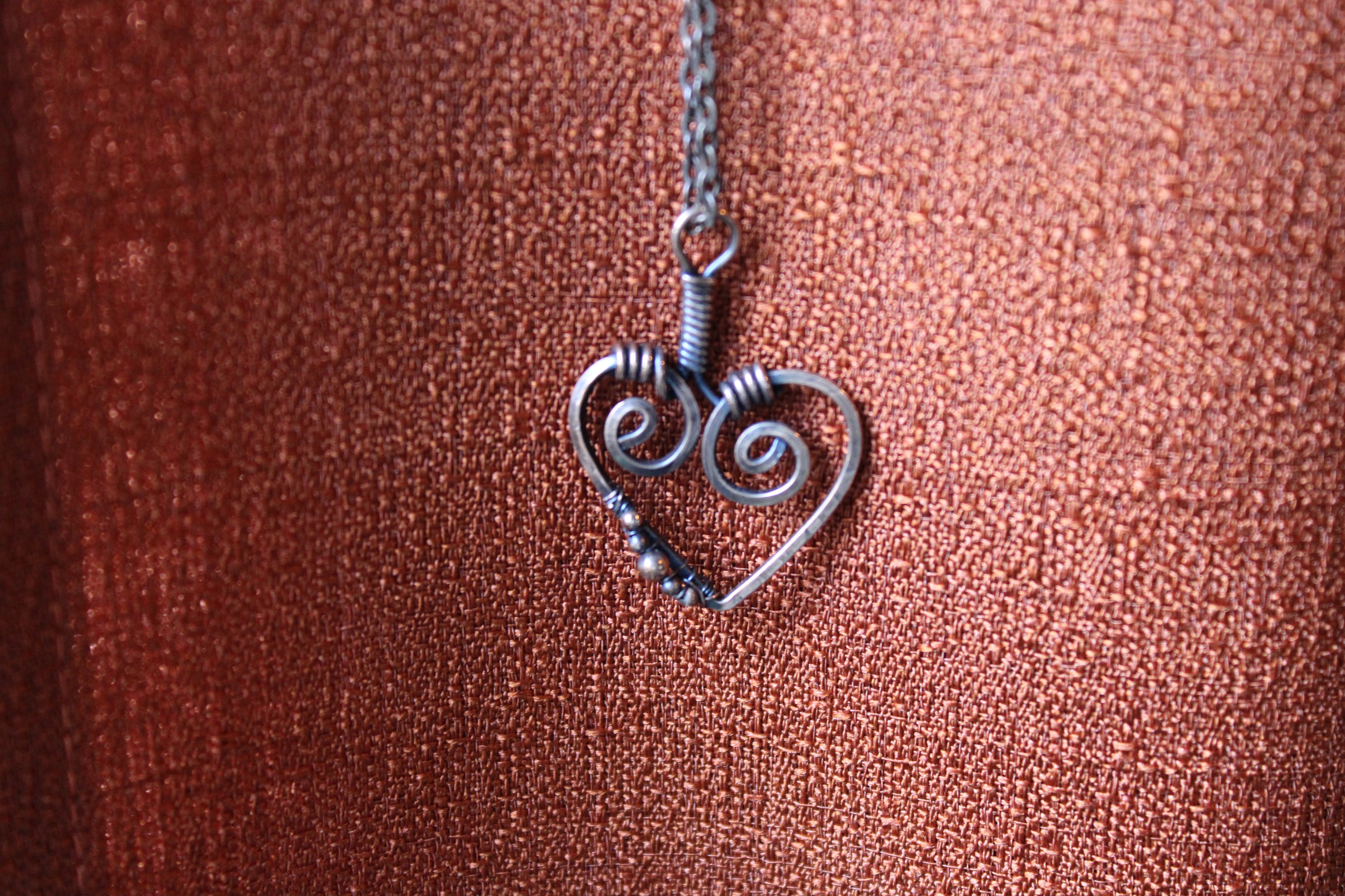 Heart Pendant | Hand-Wrapped Copper Wire | Little Stone Raven
