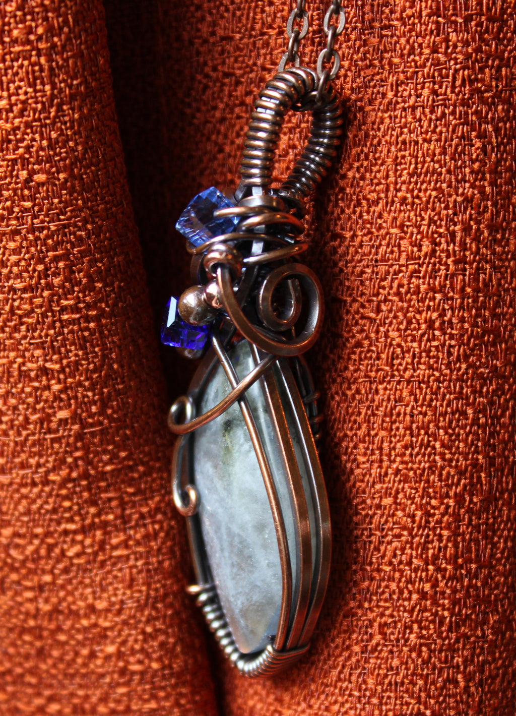 Labradorite and Beaded Pendants| Hand-Wrapped Copper Wire | Little Stone Raven