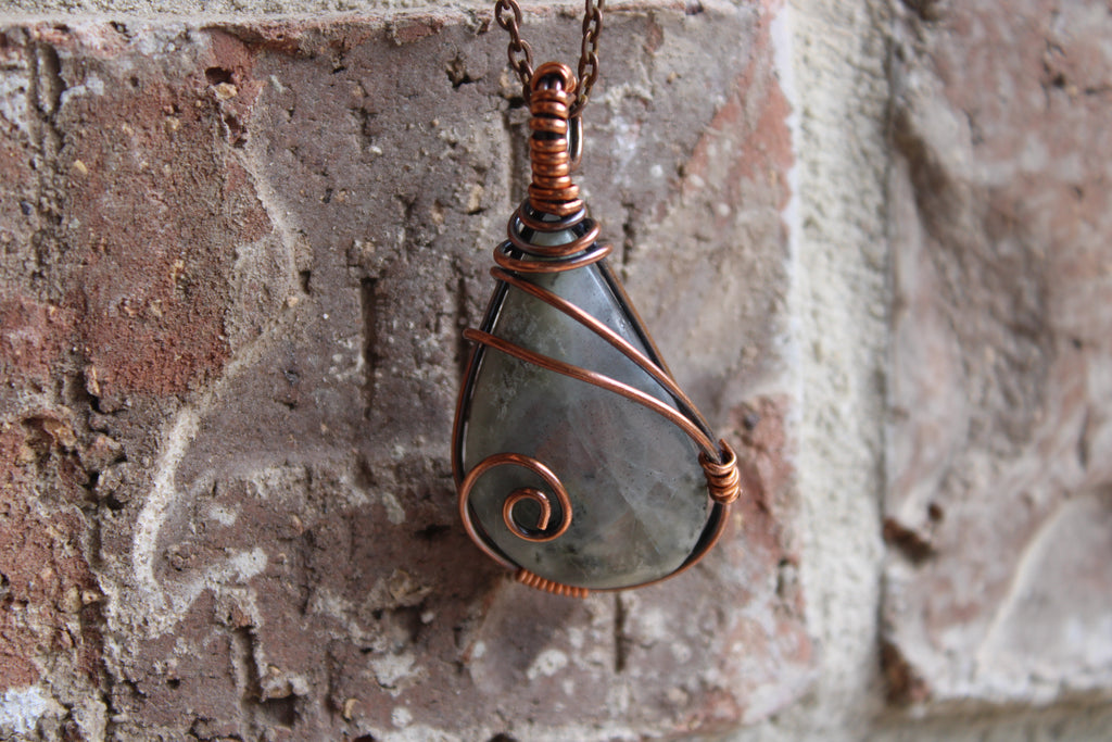 Labradorite Teardrop Pendants | Hand-Wrapped Copper Wire | Little Stone Raven