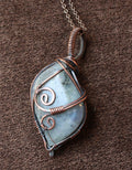 Large Grey Labradorite Pendant | Hand-Wrapped Copper Wire | Little Stone Raven