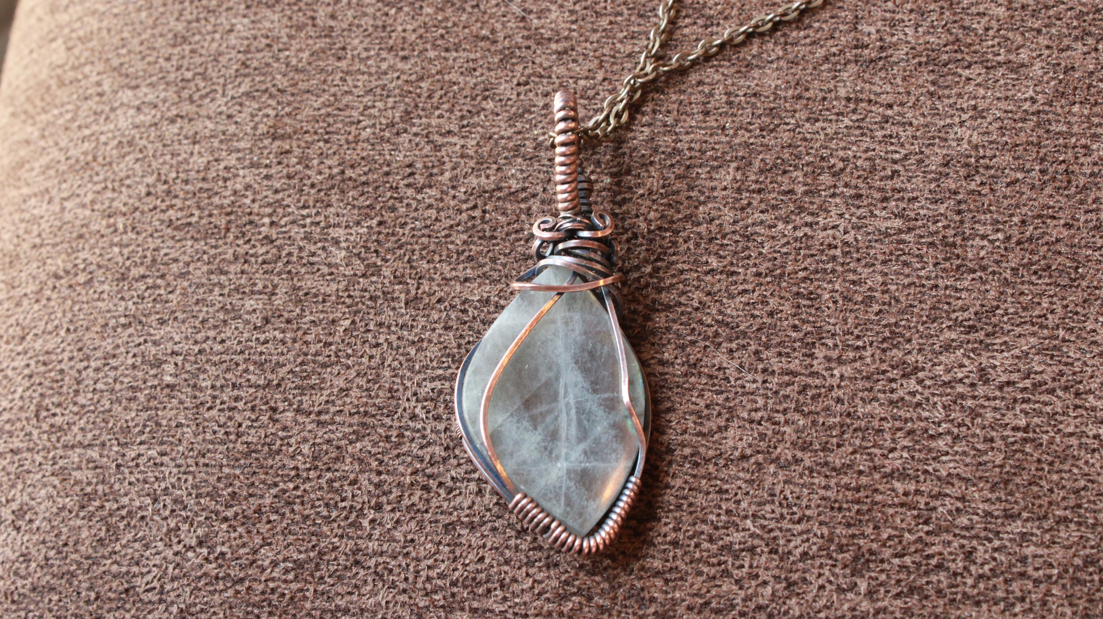 Purple Labradorite Pendant | Hand-Wrapped Copper Wire | Little Stone Raven