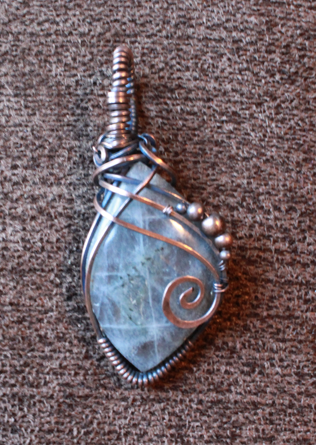 Purple Labradorite Pendant | Hand-Wrapped Copper Wire | Little Stone Raven