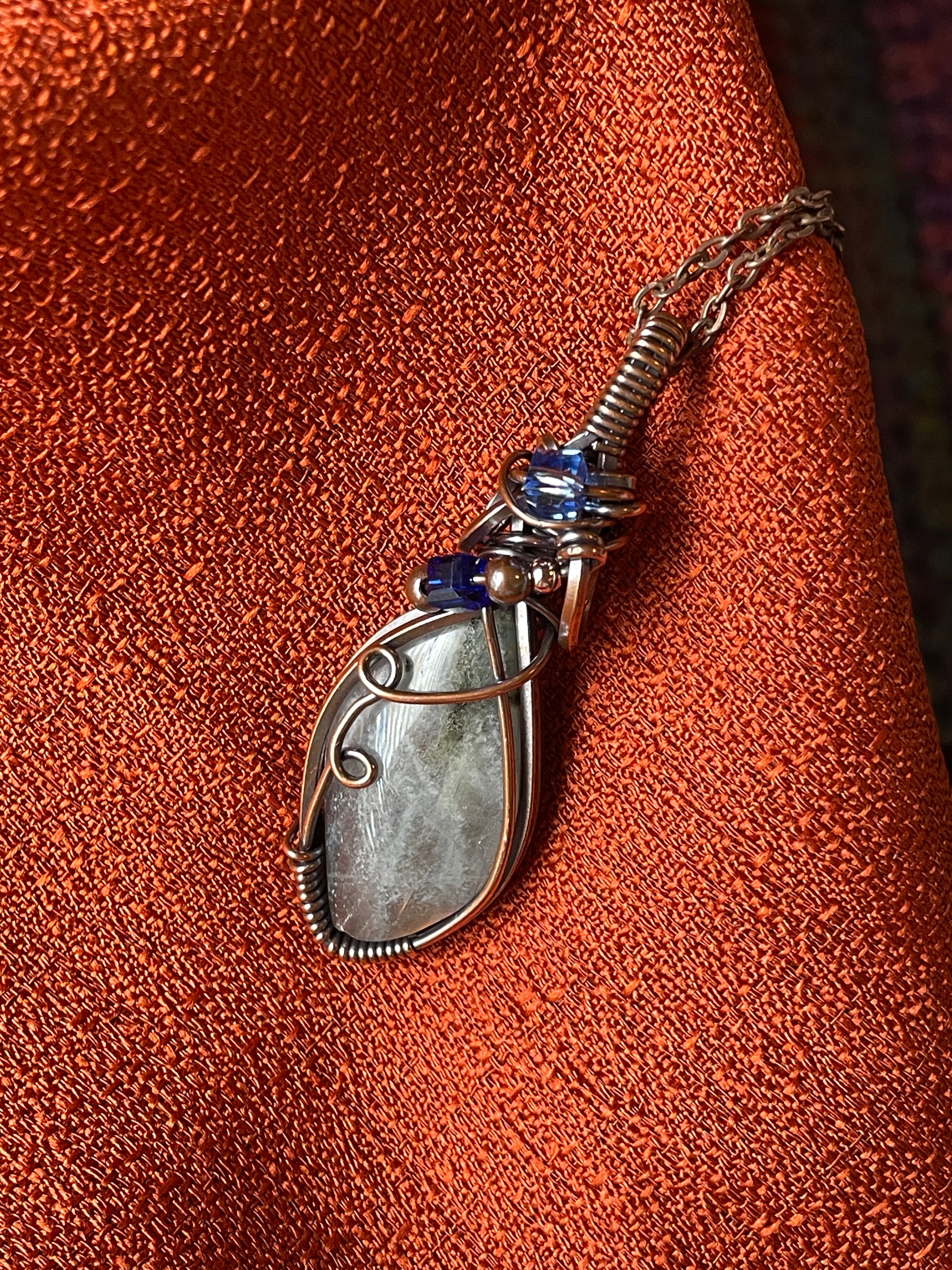 Labradorite and Beaded Pendants| Hand-Wrapped Copper Wire | Little Stone Raven