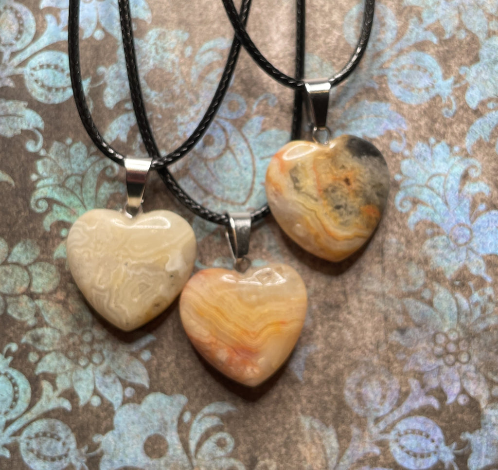 Stone Heart Pendants | Hand-Wrapped Copper Wire | Little Stone Raven