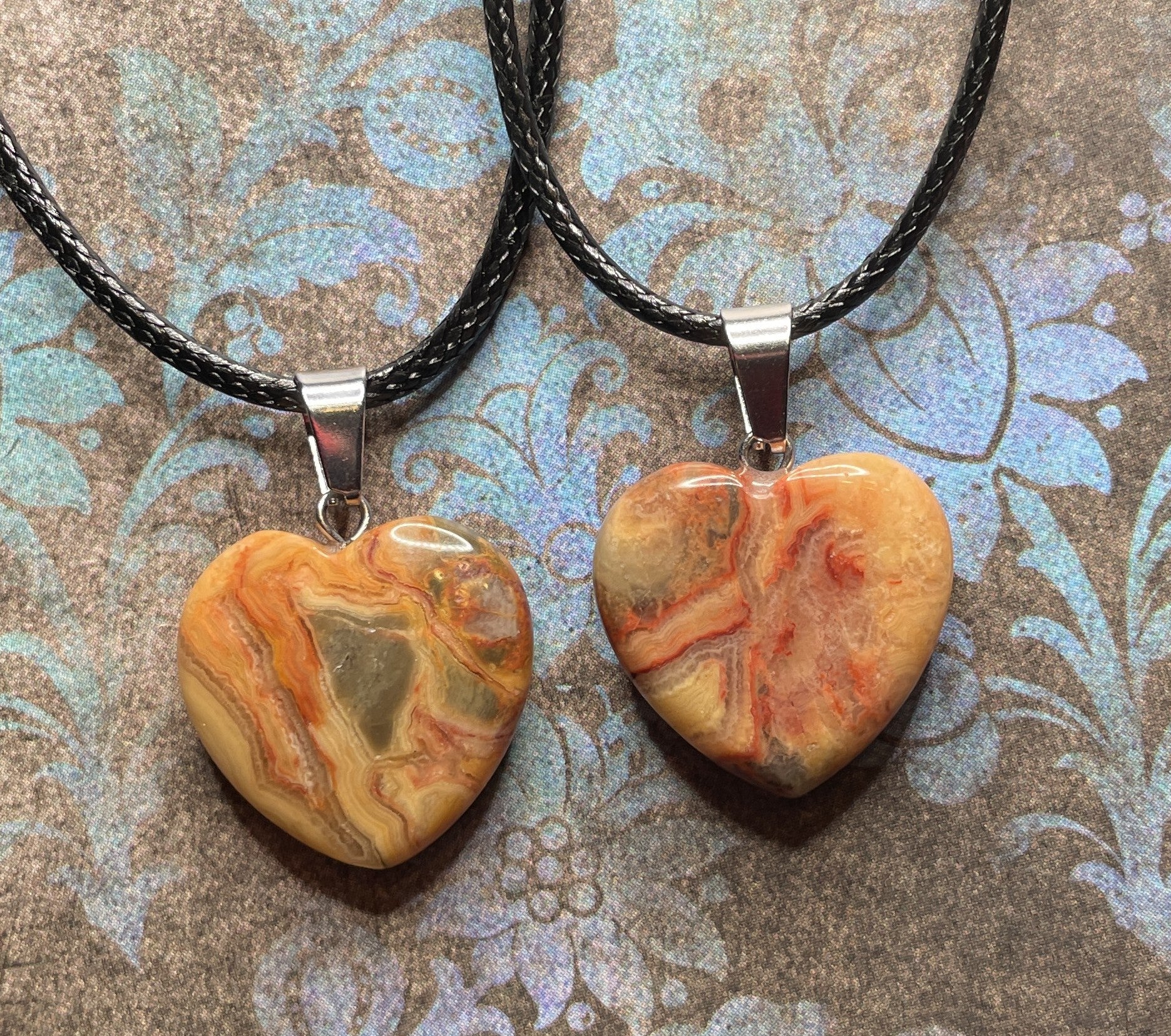 Stone Heart Pendants | Hand-Wrapped Copper Wire | Little Stone Raven