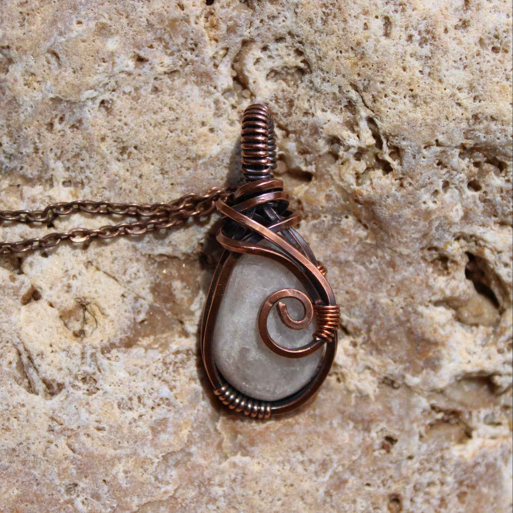 Hand-Wrapped Moonstone Pendants | Hand-Wrapped Copper Wire | Little Stone Raven