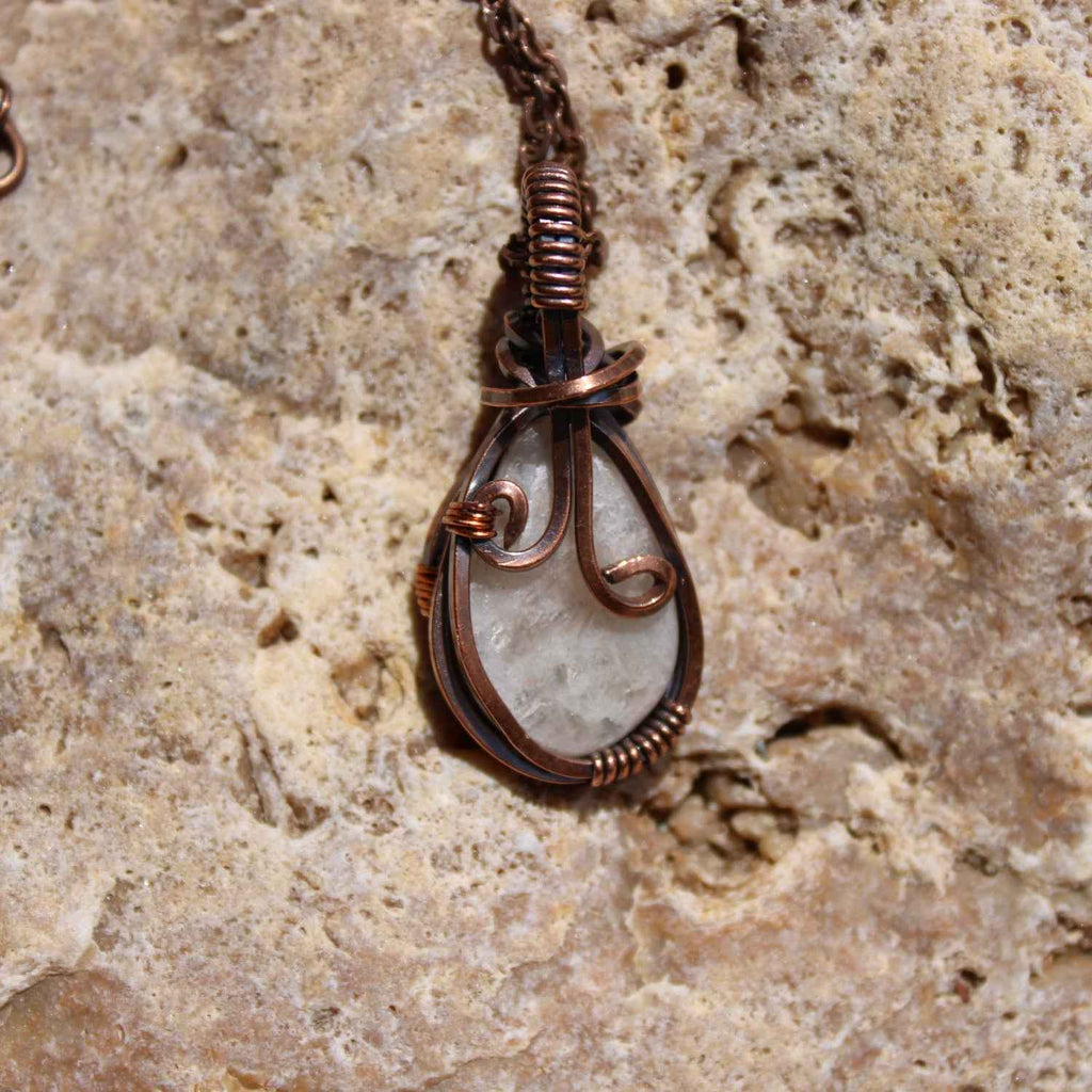 Hand-Wrapped Moonstone Pendants | Hand-Wrapped Copper Wire | Little Stone Raven