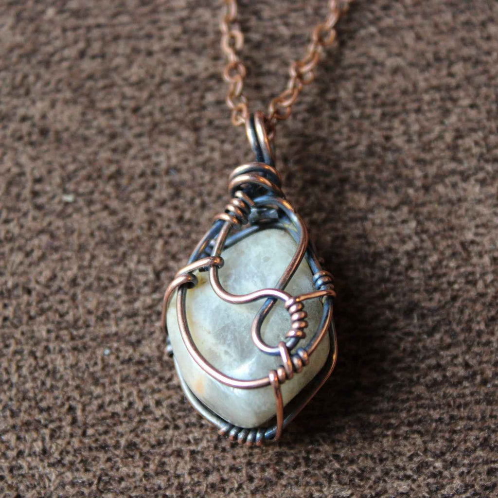 Hand-Wrapped Moonstone Pendants | Hand-Wrapped Copper Wire | Little Stone Raven