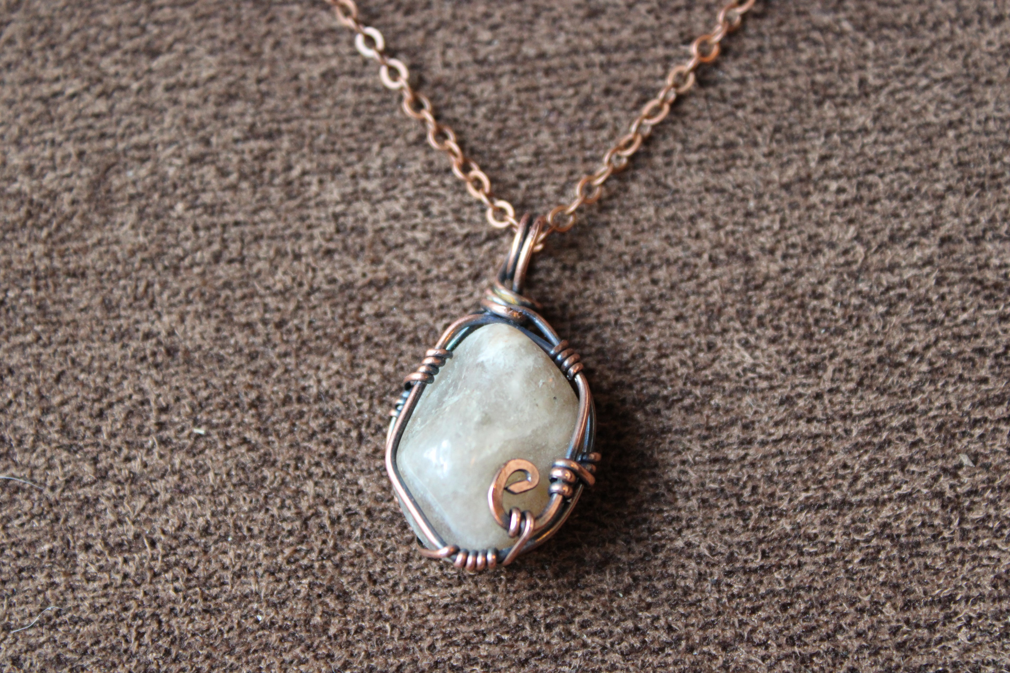 Moon Stone | Hand-Wrapped Copper Wire | Little Stone Raven